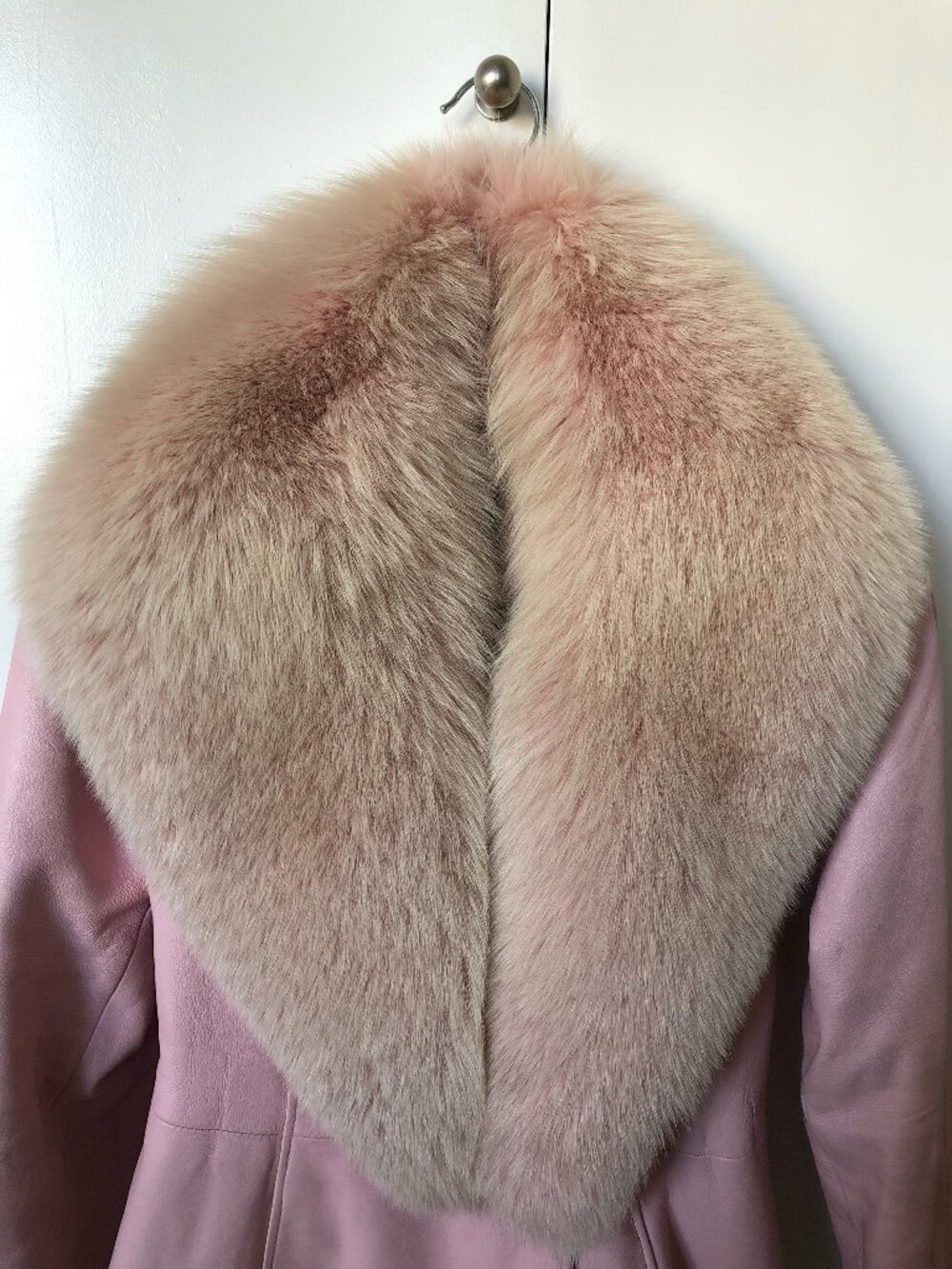 Genuine Arctic Fox Fur Collar and Supple Italian Leather Jacket